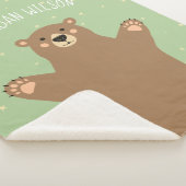 グリーンウッドランドブラウンベアあなたの名前の追加ベビー シェルパブランケット (3/4)