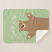 グリーンウッドランドブラウンベアあなたの名前の追加ベビー シェルパブランケット (正面(横))