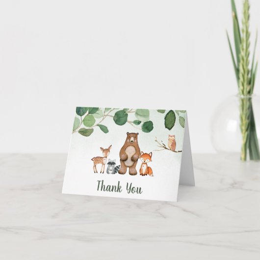 グリーンウッドランドベビーシャワーサンキューカード サンキューカード (正面)