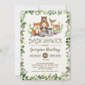 グリーンウッドランドベビーシャワー招待状フォレスト 招待状 (正面)