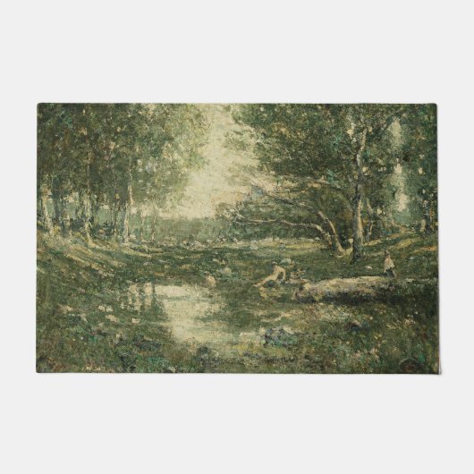 グリーンウッドランドランドスケープ(ヴィンテージアート) ドアマット (正面)