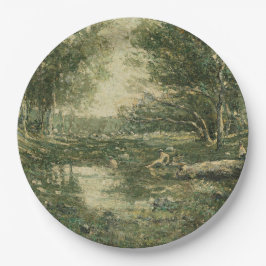 グリーンウッドランドランドスケープ(ヴィンテージアート) ペーパープレート