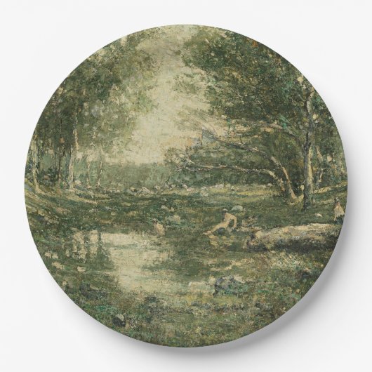 グリーンウッドランドランドスケープ(ヴィンテージアート) ペーパープレート (正面)