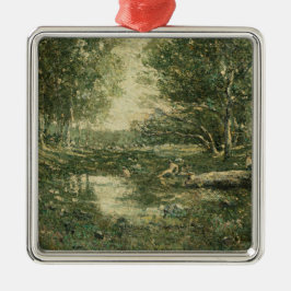 グリーンウッドランドランドスケープ(ヴィンテージアート) メタルオーナメント
