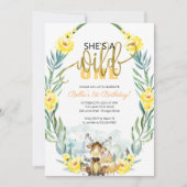 グリーンウッドランド彼女はワイルドワン初誕生日 招待状 (正面)