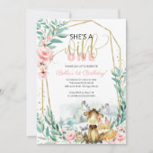 グリーンウッドランド彼女はワイルドワン初誕生日 招待状 (正面)
