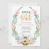 グリーンウッドランド彼女はワイルドワン初誕生日 招待状 (正面)