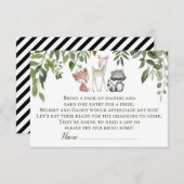 グリーンウッドランド赤ちゃんシャワーおむつラッフルインサート エンクロージャーカード (正面/裏面)