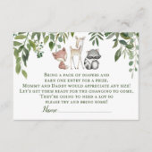 グリーンウッドランド赤ちゃんシャワーおむつラッフルインサート エンクロージャーカード (正面)