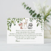 グリーンウッドランド赤ちゃんシャワーおむつラッフルインサート エンクロージャーカード (スタンド正面)