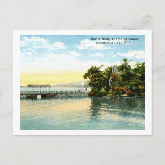 グリーンウッド湖チャペル島, NY 1916ヴィンテージ ポストカード (正面)