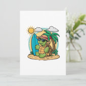 グリーンウミガメが身に着けているベクターイラストレーション サンキューカード (スタンド正面)