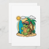 グリーンウミガメが身に着けているベクターイラストレーション サンキューカード (正面/裏面)