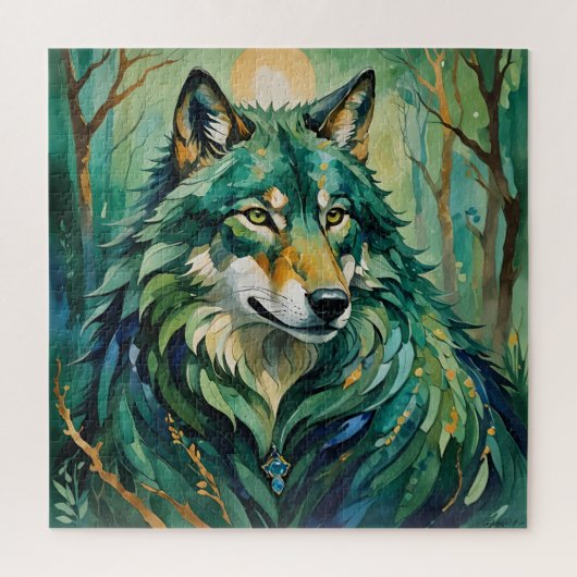 グリーンウルフインザフォレストパズル ジグソーパズル (縦)