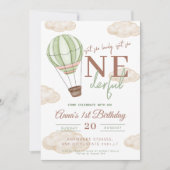 グリーンエアバルーンは彼女は熱心な誕生日ではない 招待状 (正面)