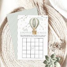 グリーンエアバルーンテディ男の赤ちゃんシャワーゲームビンゴ