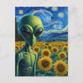グリーンエイリアンインフェイクアヴァンゴッホひまわり畑 ポストカード (正面)