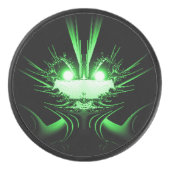 グリーンエイリアンドラゴンwアイ白熱［赤熱］光を放つズ アイスホッケーパック (正面)