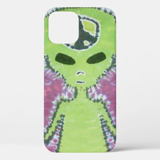グリーンエイリアンピースサイン絞り染めケースメイトiPhone Ca Case-Mate iPhoneケース (裏面)