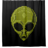 グリーンエイリアンヘッドシャワーカーテン シャワーカーテン (正面)