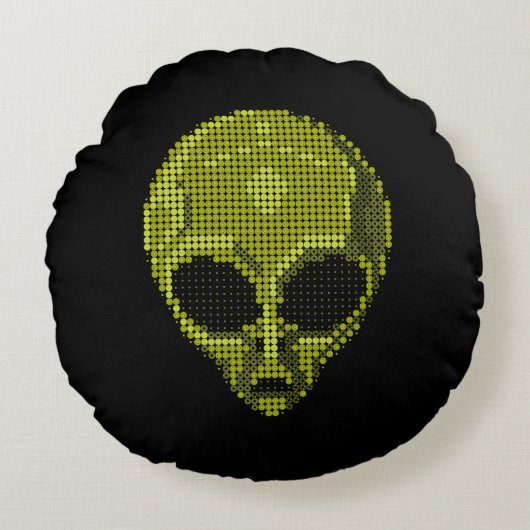 グリーンエイリアンヘッド ラウンドクッション (正面)