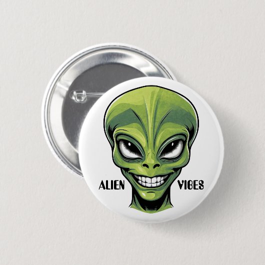 グリーンエイリアンヘッド 缶バッジ (正面&裏面)