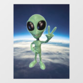 グリーンエイリアン平和Vサイン ウィンドウサイン (シート)