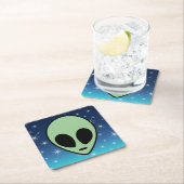 グリーンエイリアン スクエアペーパーコースター (インサイチュ)