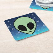 グリーンエイリアン スクエアペーパーコースター (アングル)