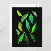 グリーンエコの葉の水彩画イラスト ポストカード (正面/裏面)