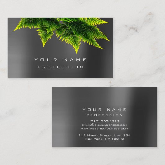 グリーンエコノミーファーンオーガニックエコグラウミニマルシルバー 名刺 (正面/裏面)