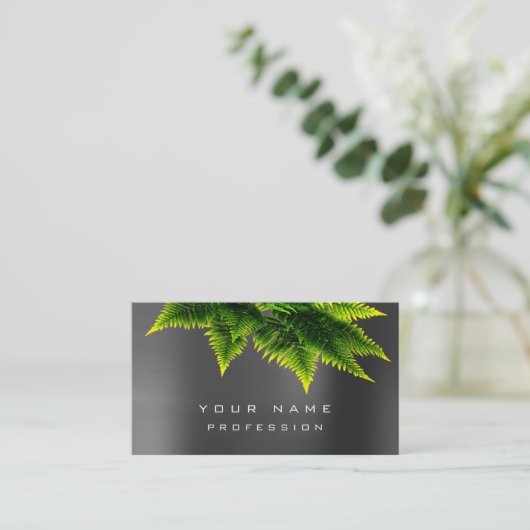 グリーンエコノミーファーンオーガニックエコグラウミニマルシルバー 名刺 (スタンド正面)