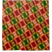 グリーンエスメラルドと赤ルビ金ゴールドの形？ シャワーカーテン (正面)