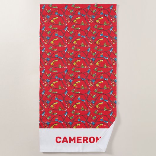 グリーンエッグとハム |トレインパターン ビーチタオル (正面)