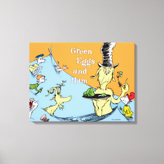 グリーンエッグス・アンド・ハムの水辺のシーン Dr. Seuss キャンバスプリント (正面)