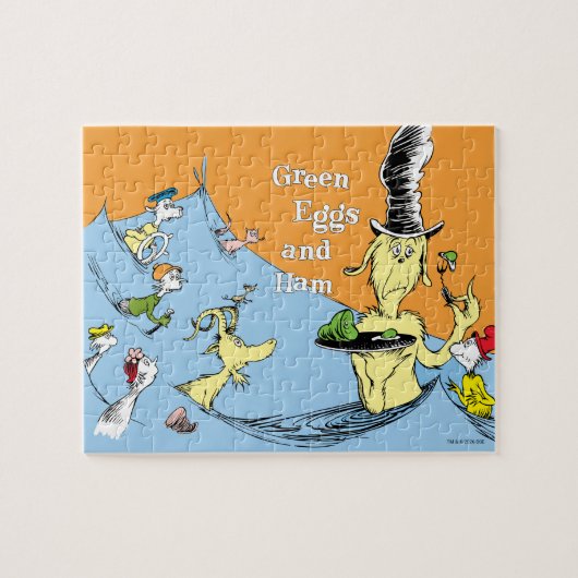グリーンエッグス・アンド・ハムの水辺のシーン Dr. Seuss ジグソーパズル (横)