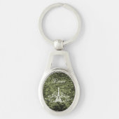 グリーンエッフェルタワーグランジメタルキーチェーン キーホルダー (正面)