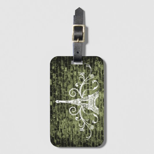 グリーンエッフェルタワーグランジラゲッジタグ ラゲッジタグ (正面縦)