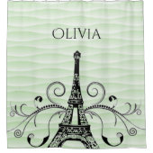 グリーンエッフェルタワー花開きシャワーカーテン シャワーカーテン (正面)