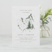 グリーンエバーグリーンパイン山のスケッチ日付を保存 招待状 (スタンド正面)