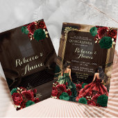 グリーンエメラルドとブルガンディーレッドフローラキンセアニラ 招待状