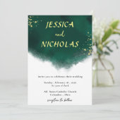 グリーンエメラルドウォーターカラー結婚式招待状 招待状 (スタンド正面)