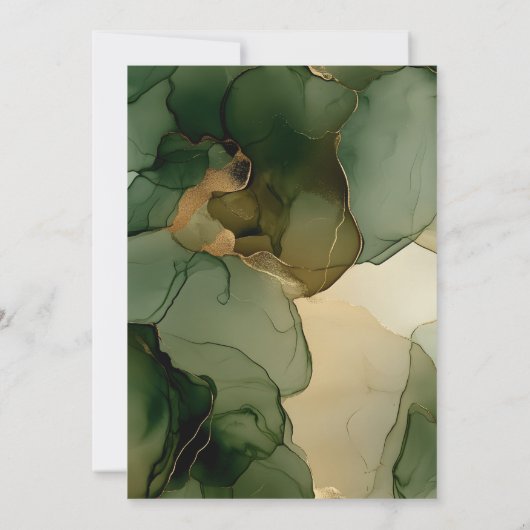 グリーンエメラルドオリーブ金ゴールドフローラアーチ結婚ーズ 招待状 (裏面)