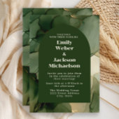 グリーンエメラルドオリーブ金ゴールドフローラアーチ結婚ーズ 招待状