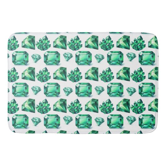 グリーンエメラルドクリスタルジェムストーンダイヤモンドジェムデコール バスマット (正面)