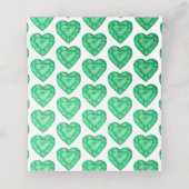 グリーンエメラルドハートウォーターカラーゲスト座席表 プレイスカード (内部開封)