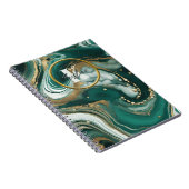 グリーンエメラルド大理石金ゴールドイニシャルと名前 ノートブック (右側)