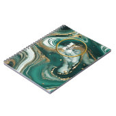 グリーンエメラルド大理石金ゴールドイニシャルと名前 ノートブック (左側)