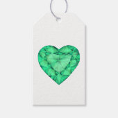 グリーンエメラルド宝石ハート石の水カラーラベル ギフトタグ (正面)