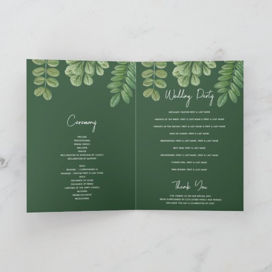 グリーンエメラルド結婚グリーンのサービスの順序 プログラム (内部)